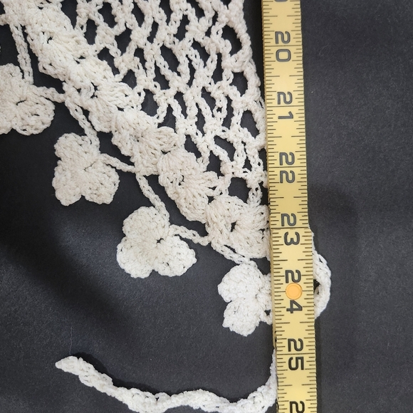 Hand-made White Mesh Hair Kerchief/Bandana with Tassel Trim - Picture 4 of 5